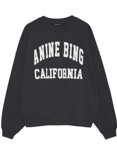 Anine Bing Women's Miles Branded-print Cotton Sweatshirt Black In Black