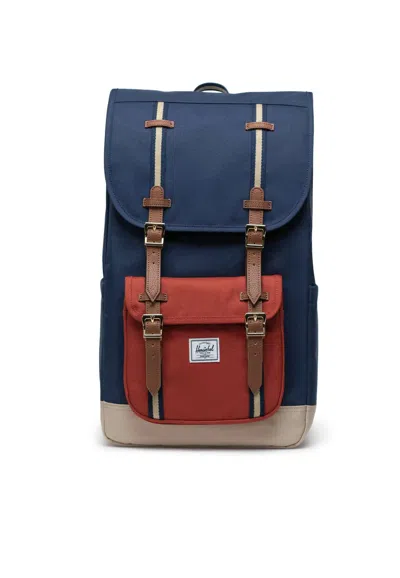 Herschel Unisex Little America Backpack Black Iris/red Ochre/twill Backpack In Black Iris/red Ochre/twill