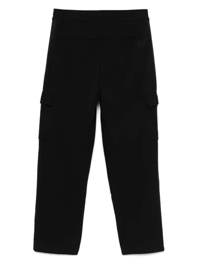 Ea7 Cargo Cotton Blend Trousers In Black