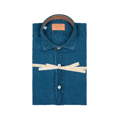 Grigio Shirt Man  Oregon Denim In Blue