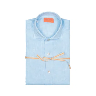 Grigio Shirt Man  Lino In Sky Blue