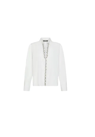 Seventy Plain Poplin Shirt With Stone Embroidery In White