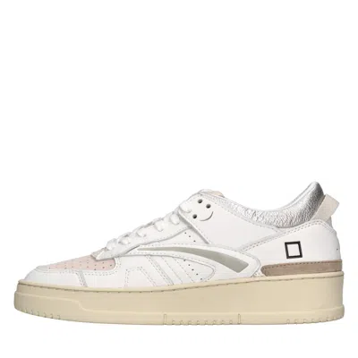 Date Torneo Sneakers In White Leather In Bianco Chiari E Naturali