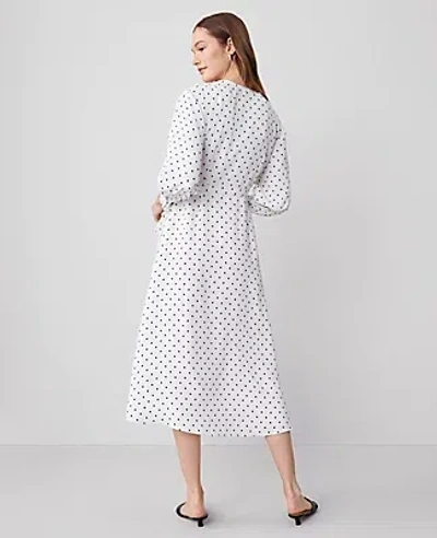 Ann Taylor Dotted Wrap Midi Dress In White-black