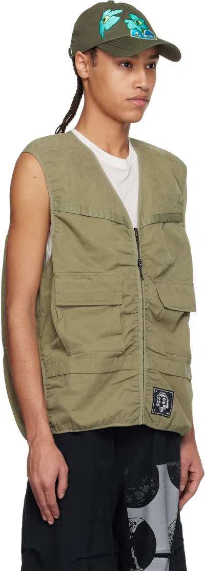 Perks And Mini Khaki Waxing Crescent Reversible Vest In Khaki