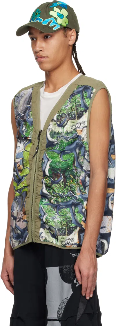 Perks And Mini Khaki Waxing Crescent Reversible Vest In Khaki