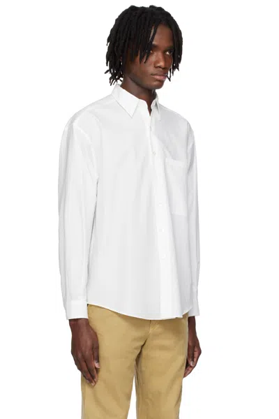 Auralee White Washed Finx Twill Big Shirt In White