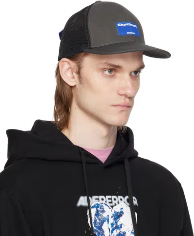 Ader Error Black Sig; 'significant' Tag 01 Cap In Charcoal