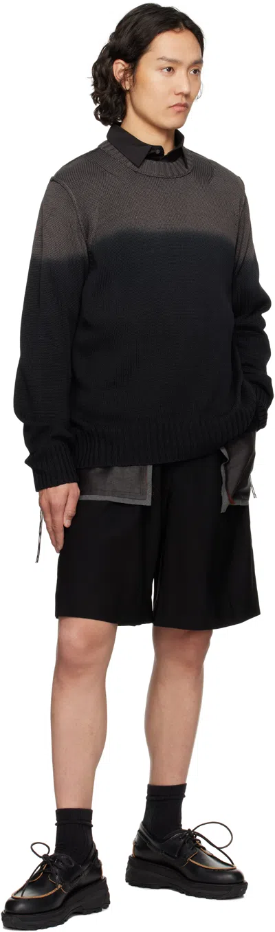 Feng Chen Wang Black Deconstructed Patchwork Shorts In Black