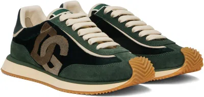 Dolce & Gabbana Cushion Low-top Sneakers Featuring Suede Inserts In Green