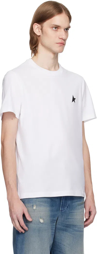 Golden Goose White T-shirt With Round Neck And One Star Logo Print On The Front In Cotton Man