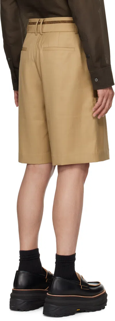 Feng Chen Wang Tan Deconstructed Patchwork Shorts In Brown