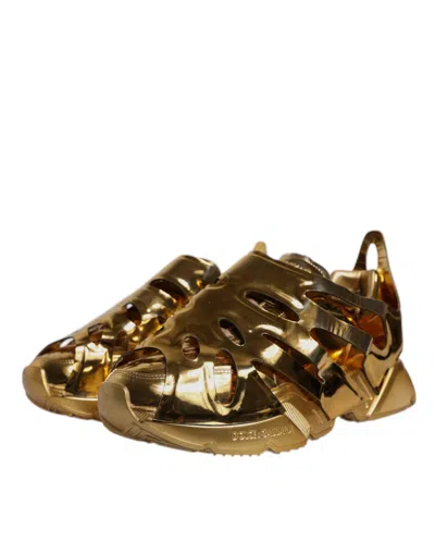 Pre-owned Dolce & Gabbana Gold Daymaster Leather Low Top Sneakers Men's Shoes ()
