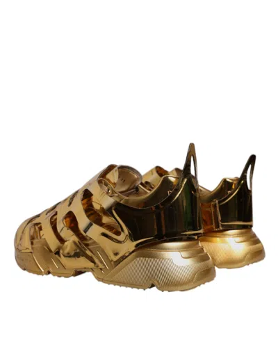 Pre-owned Dolce & Gabbana Gold Daymaster Leather Low Top Sneakers Men's Shoes ()