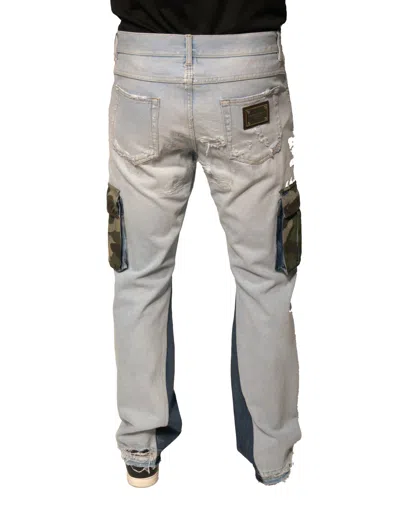 Dolce & Gabbana Light Blue Cotton Cargo Straight Denim Men's Jeans In Light Blue