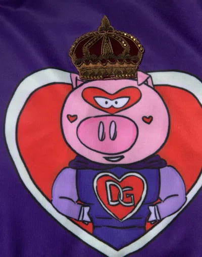 Dolce & Gabbana Purple Year Of The Pig Full Zip Bomber Sweater In Purple