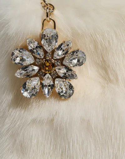 Dolce & Gabbana White Fur Handwomen's Clutch Purse Pouch Women's Bag In White