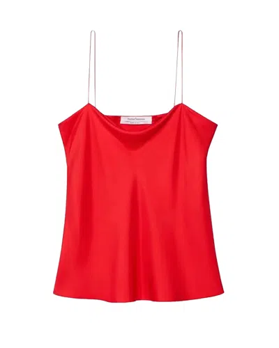 Another Tomorrow Silk Camisole Top In Red