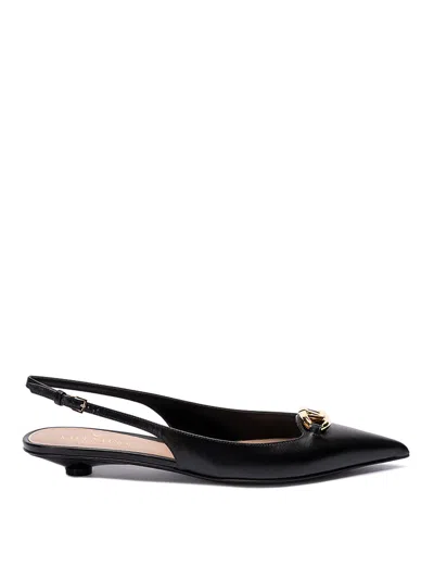 Valentino Garavani Valentino Vlogo Signature Leather Slingback Pump In Black
