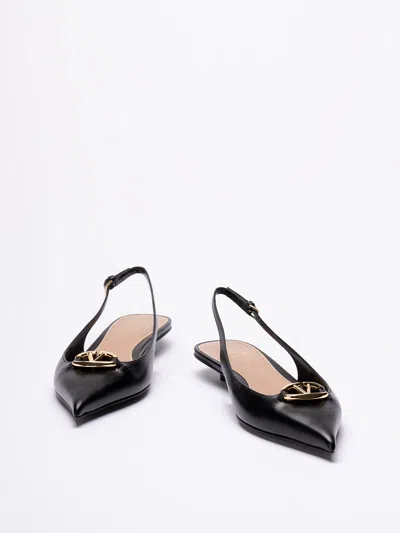 Valentino Garavani Valentino Vlogo Signature Leather Slingback Pump In Black