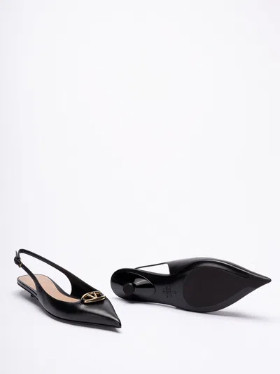Valentino Garavani Valentino Vlogo Signature Leather Slingback Pump In Black