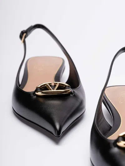 Valentino Garavani Valentino Vlogo Signature Leather Slingback Pump In Black