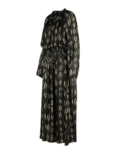 Isabel Marant 'sana' Silk Robe Noire In Black