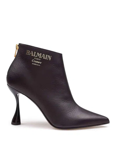 Balmain Eden Calfskin Ankle Boots In Black