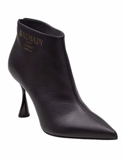 Balmain Eden Calfskin Ankle Boots In Black