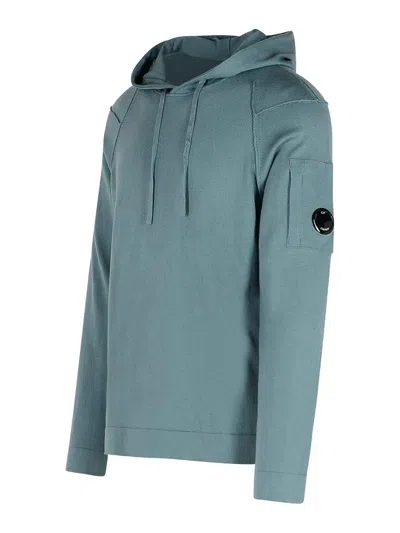 C.p. Company Cotton Sweatshirt Hooded Design Long Sleeves In Light Blue