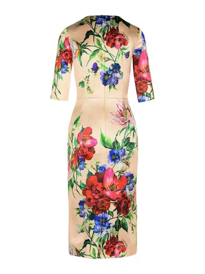 Dolce & Gabbana Midi Dress With Floral Print In Multi
