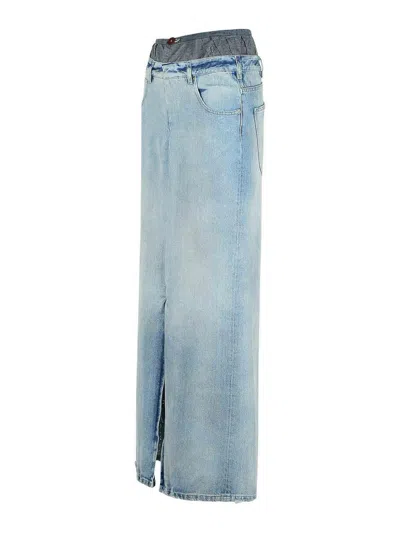 Maison Margiela Women's Denim Skirt In Light Blue
