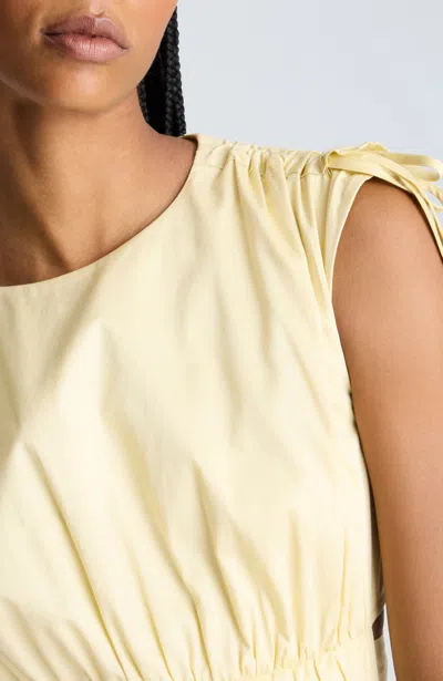 Kenneth Cole Cutout Detail Ruched Waist Stretch Cotton Midi Dress In Multicolor