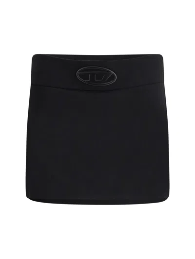 Diesel Black Stretch Twill O-dixy Miniskirt In Black