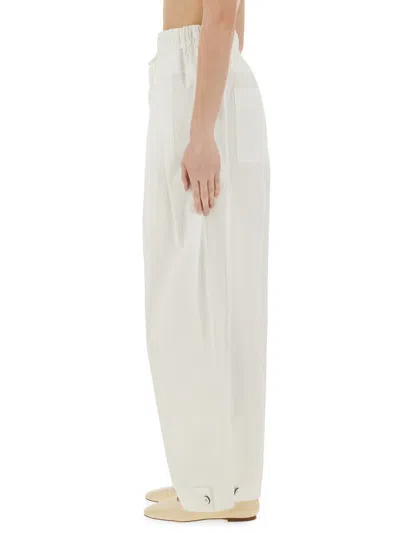 Jil Sander Wide Cotton Gabardine Trousers In White