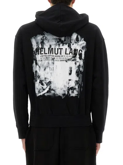 Helmut Lang Black Scribble Hoodie In Black