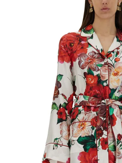 Dolce & Gabbana Floral Print Pyjama Shirt In Multicolour