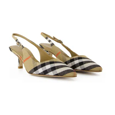 Burberry Slingback Pumps Birdie Check Women In Beige