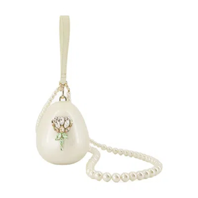 Simone Rocha Micro Crystal-embellished Egg Clutch Bag In White