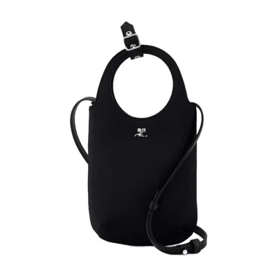 Courrèges Black Slim Holy Crossbody Bag In Black