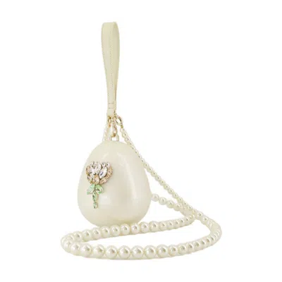 Simone Rocha Micro Crystal-embellished Egg Clutch Bag In White