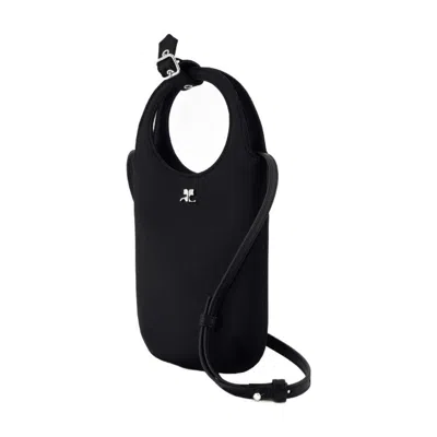 Courrèges Black Slim Holy Crossbody Bag In Black