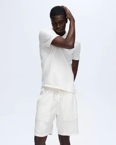 Atm Anthony Thomas Melillo Pique Short Sleeve Polo With Tipping In Chalk-white
