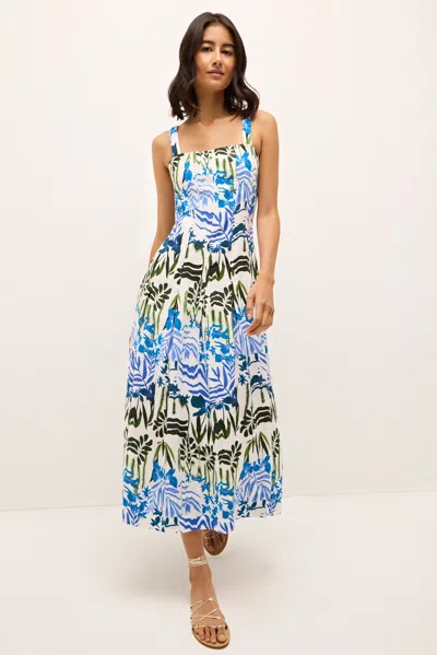 Marie Oliver Dixon Sleeveless Square-neck Midi Dress In Blue