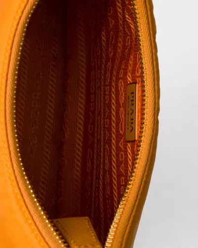 Prada Re-edition 2005 Re-nylon And Saffiano Leather Bag With Charm In Amber
