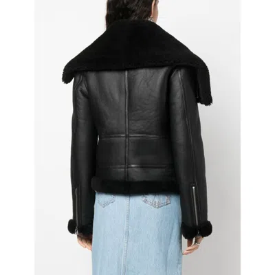 Jw Anderson Shearling-trim Leather Biker Jacket