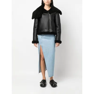 Jw Anderson Shearling-trim Leather Biker Jacket