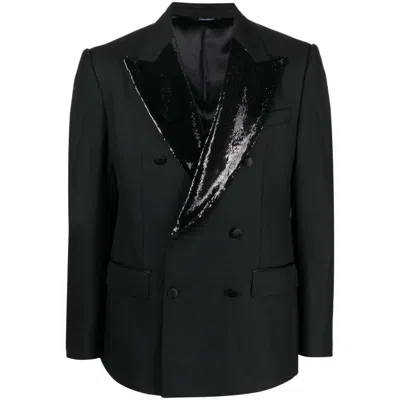 Dolce & Gabbana Sequin-lapel Double-breasted Blazer