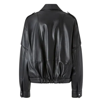 Pinko Cropped Leather Jacket With Asymmetrical Zip