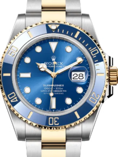 Pre-owned Rolex  Submariner 41mm In Blue